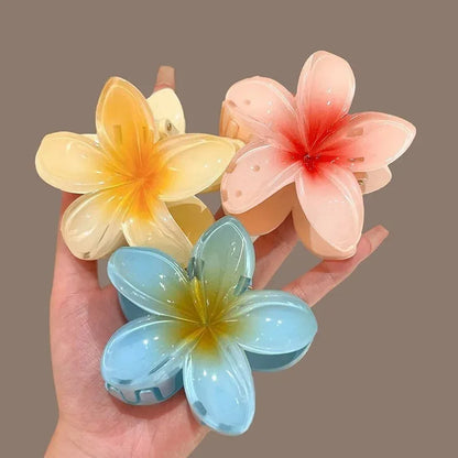 2-Piece Bohemian Flower Hair Claw Clip Set – Egg Flower Barrette for Women & Girls