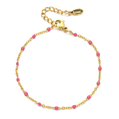 Colourful Thin Link Chain Stainless Steel Bracelet for Women