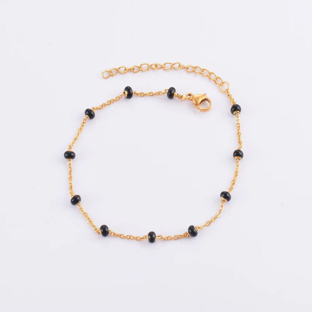 Gold Plated Coloured Enamel Stainless Steel Chain Bracelet