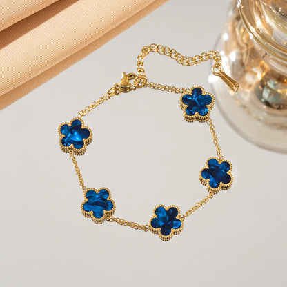 Adjustable Five Flower Stainless Steel Bracelet for Women