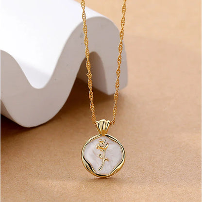 925 Silver Tulip Flower Pendant Necklace