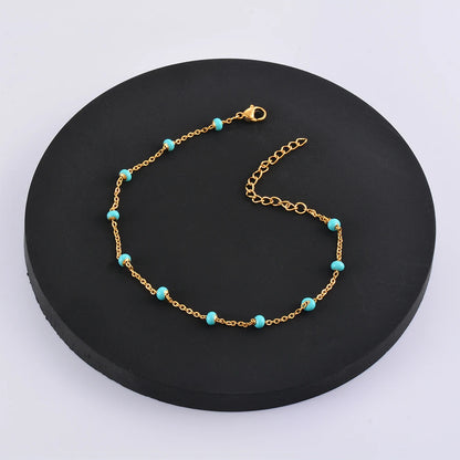 Gold Plated Coloured Enamel Stainless Steel Chain Bracelet