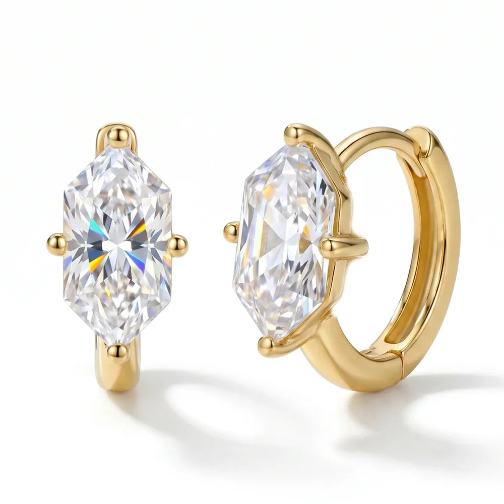 18K Gold Plated Zirconia Huggie Hoop Earrings – 12.4mm