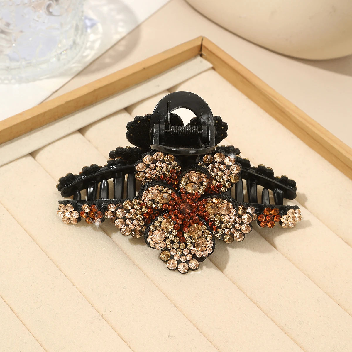 Flower Rhinestone Hair Claw Clips – Fashion Hairgrip Barrettes for Women & Girls
