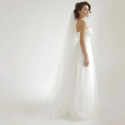 Cut Edge Cathedral Wedding Veil with Comb 3M