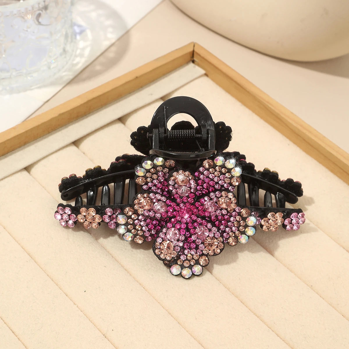 Flower Rhinestone Hair Claw Clips – Fashion Hairgrip Barrettes for Women & Girls