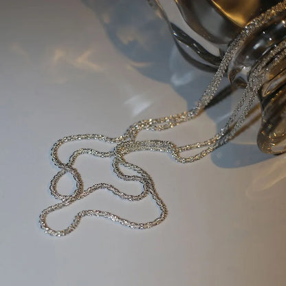 Shiny Sparkling Necklace Bracelet Set For Women Girls Minimalist Silver Plated by edenista