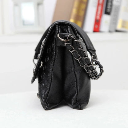 PU Leather Flap Shoulder Bag for Women – Gothic Chain