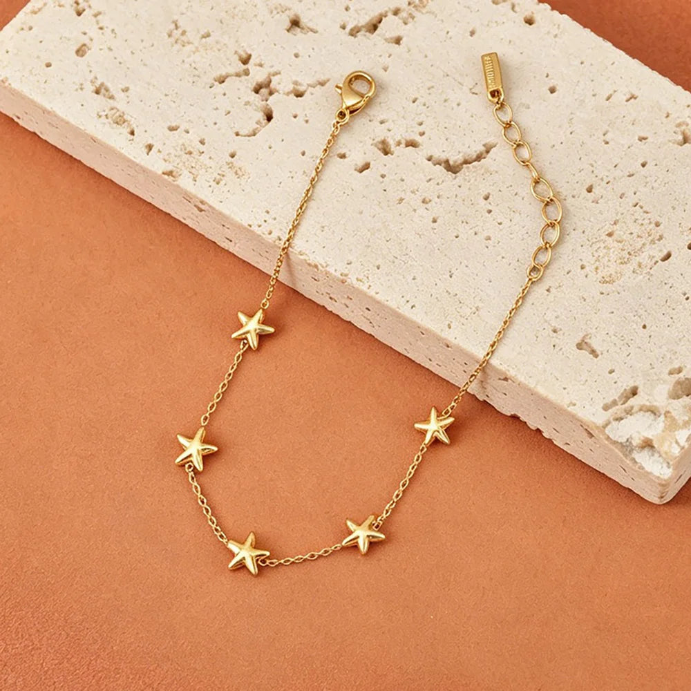 Gold-Plated Heart Charm Bracelet – Stainless Steel