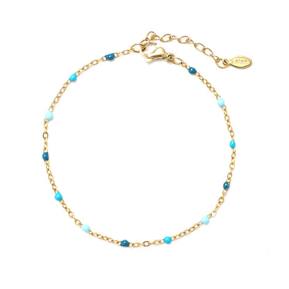 Colourful Thin Link Chain Stainless Steel Bracelet for Women