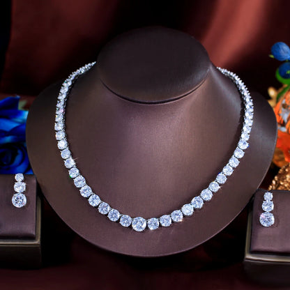 CZ Tennis Necklace and Earrings Bridal Set