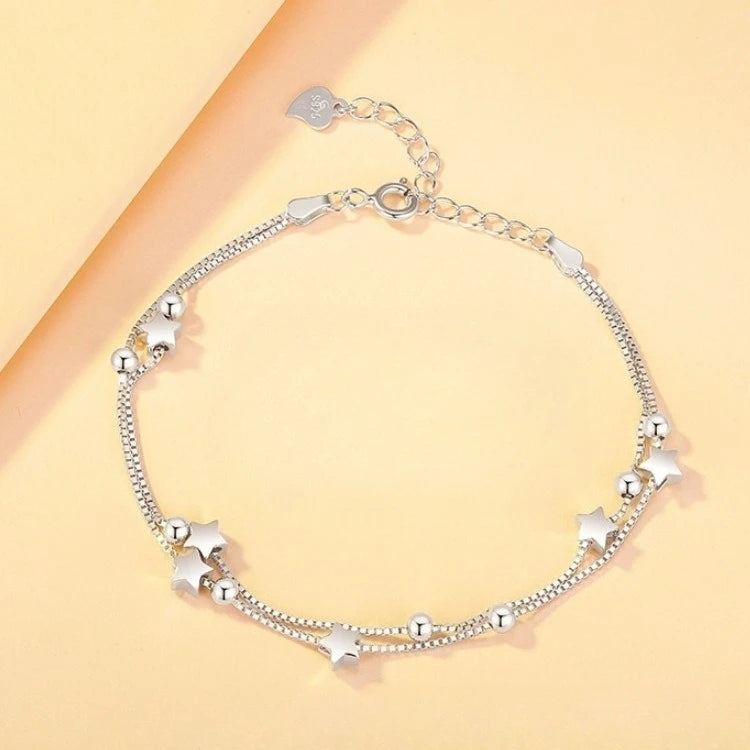 Three-Layer Geometric Bead Bracelet – 925 Sterling Silver