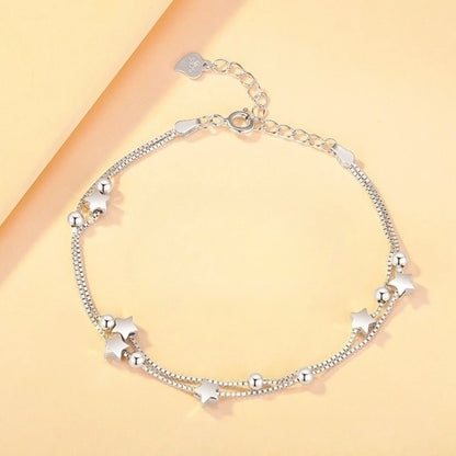 Three-Layer Geometric Bead Bracelet – 925 Sterling Silver