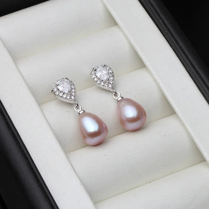 Freshwater Pearl Drop Earrings 925 Silver