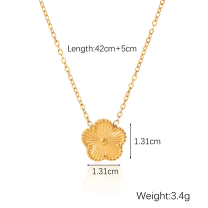 Clover Flower Charm Necklace & Bracelet Set – Gold