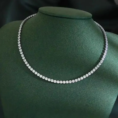 925 Silver Zircon Chain Necklace 2mm/4mm