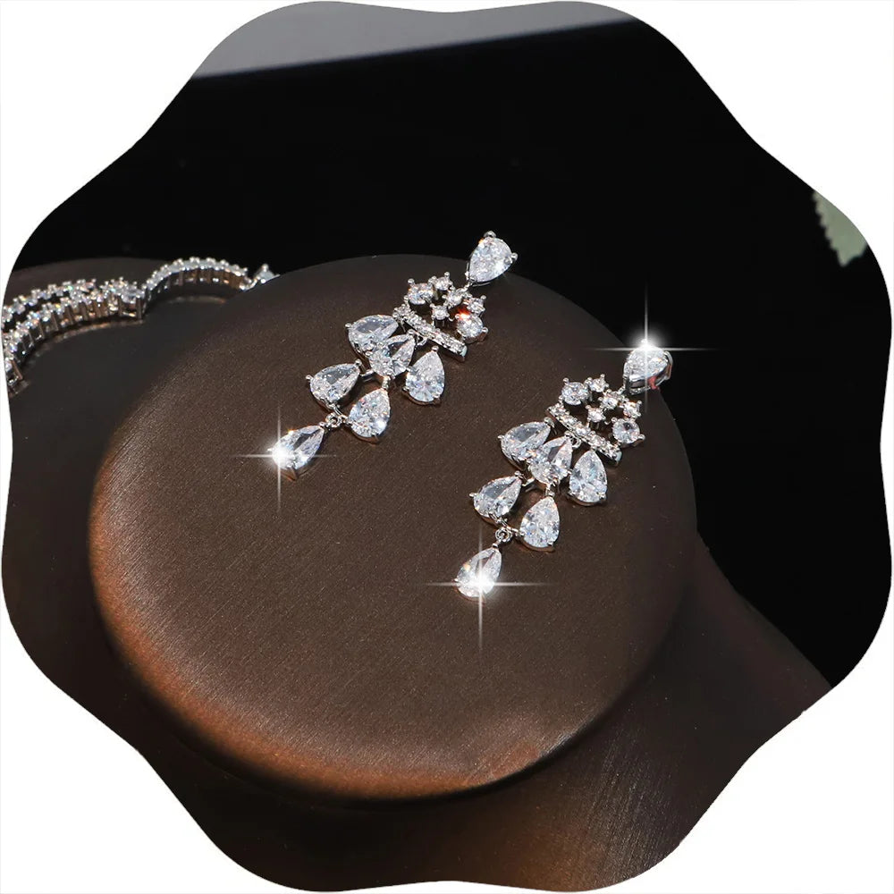 CZ Water Drop Necklace and Earrings Set