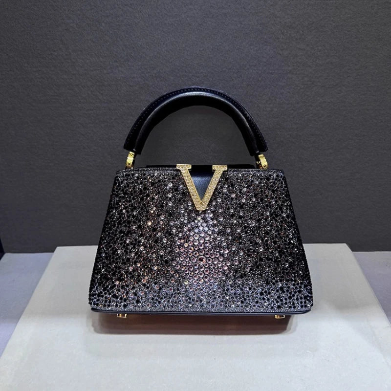 Rhinestone Leather Clutch Bag for Women – Party Tote