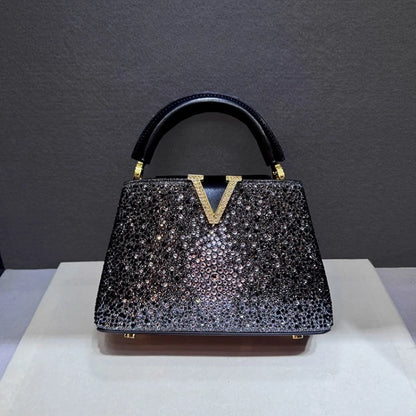 Rhinestone Leather Clutch Bag for Women – Party Tote