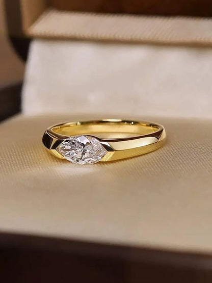 Sterling Silver Simplicity Fashion Marquise Zircon Ring For Women by edenista