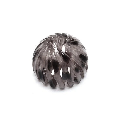 Bird nest expanding bun hair clip, gray translucent plastic