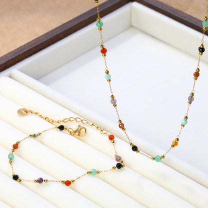 Stainless Steel Flower Clover Jewelry Set