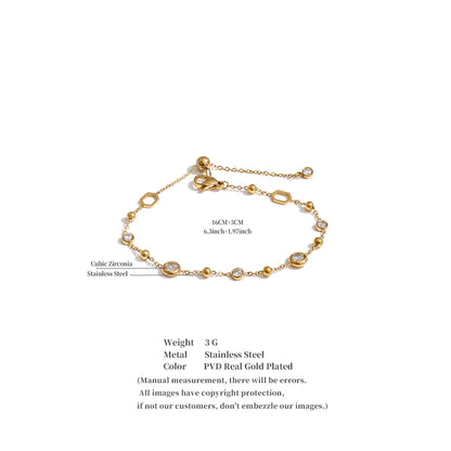 Cubic Zirconia Chain Bracelet Bangle – PVD Gold Plated