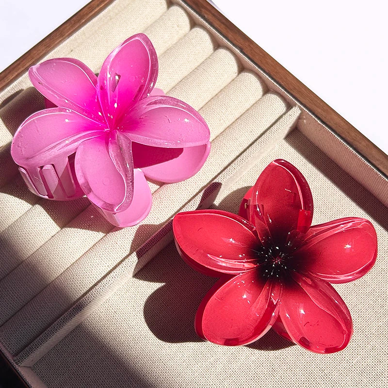 2-Piece Bohemian Flower Hair Claw Clip Set – Egg Flower Barrette for Women & Girls