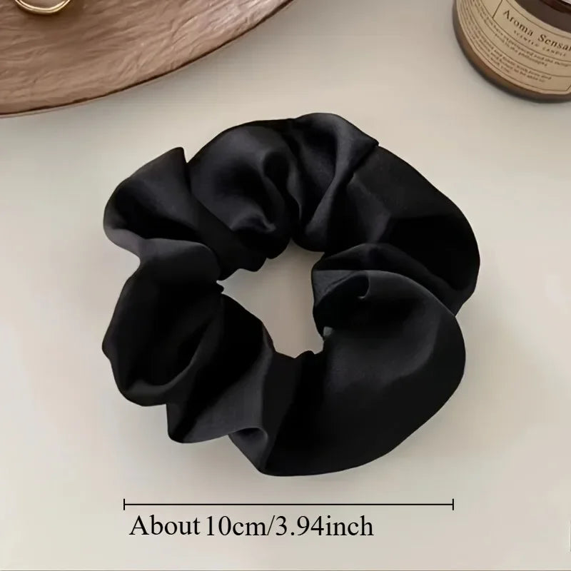 5-Pack Solid Color Silk Scrunchie Hair Ties – Elegant Ponytail Holder for Women & Girls