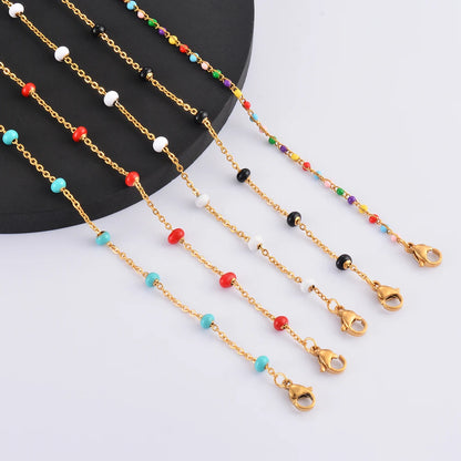 Gold Plated Coloured Enamel Stainless Steel Chain Bracelet