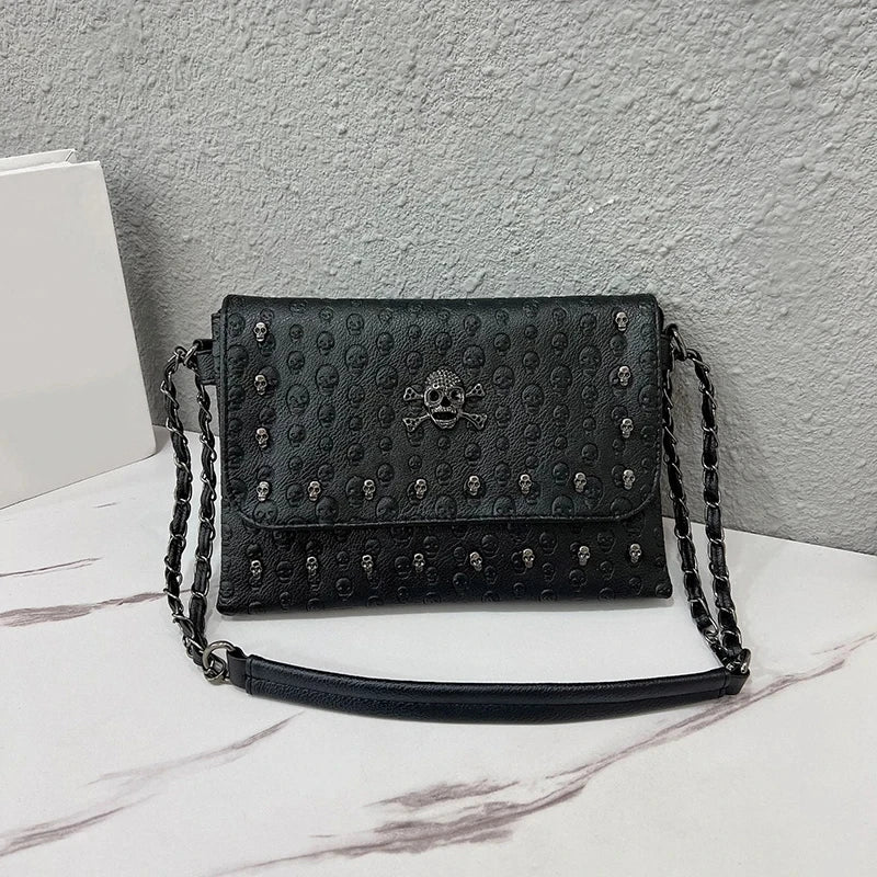 PU Leather Flap Shoulder Bag for Women – Gothic Chain