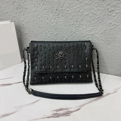 PU Leather Flap Shoulder Bag for Women – Gothic Chain