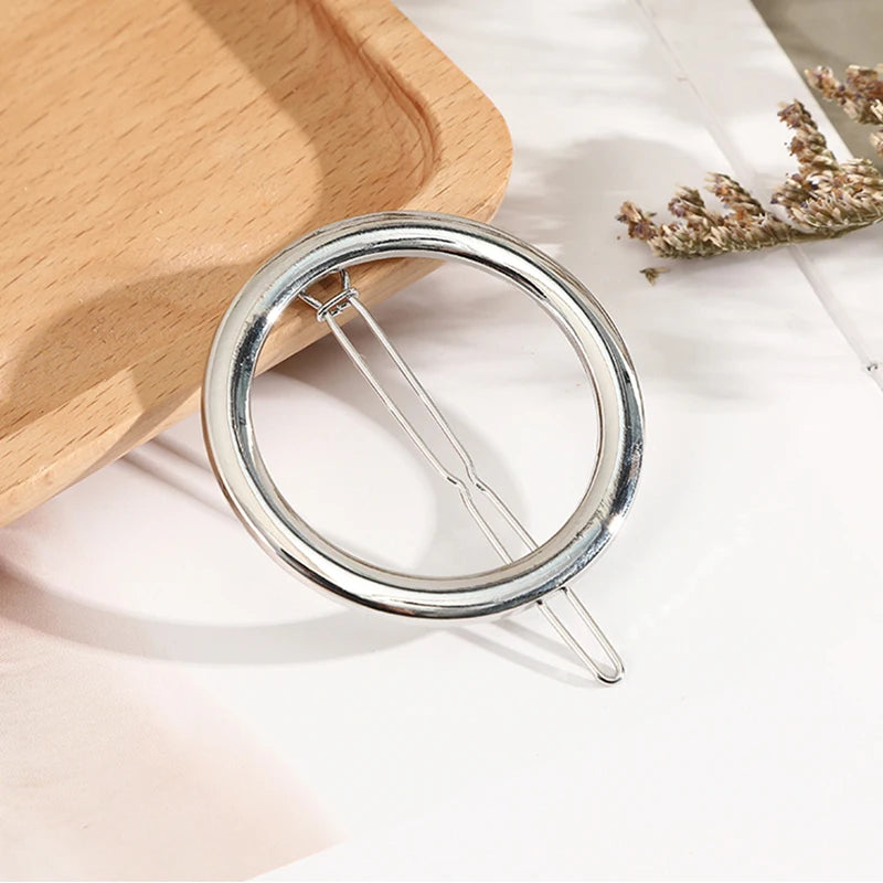 Elegant Round Crystal Metal Hair Clip Barrette – Sweet Gold Hairpin for Women & Girls
