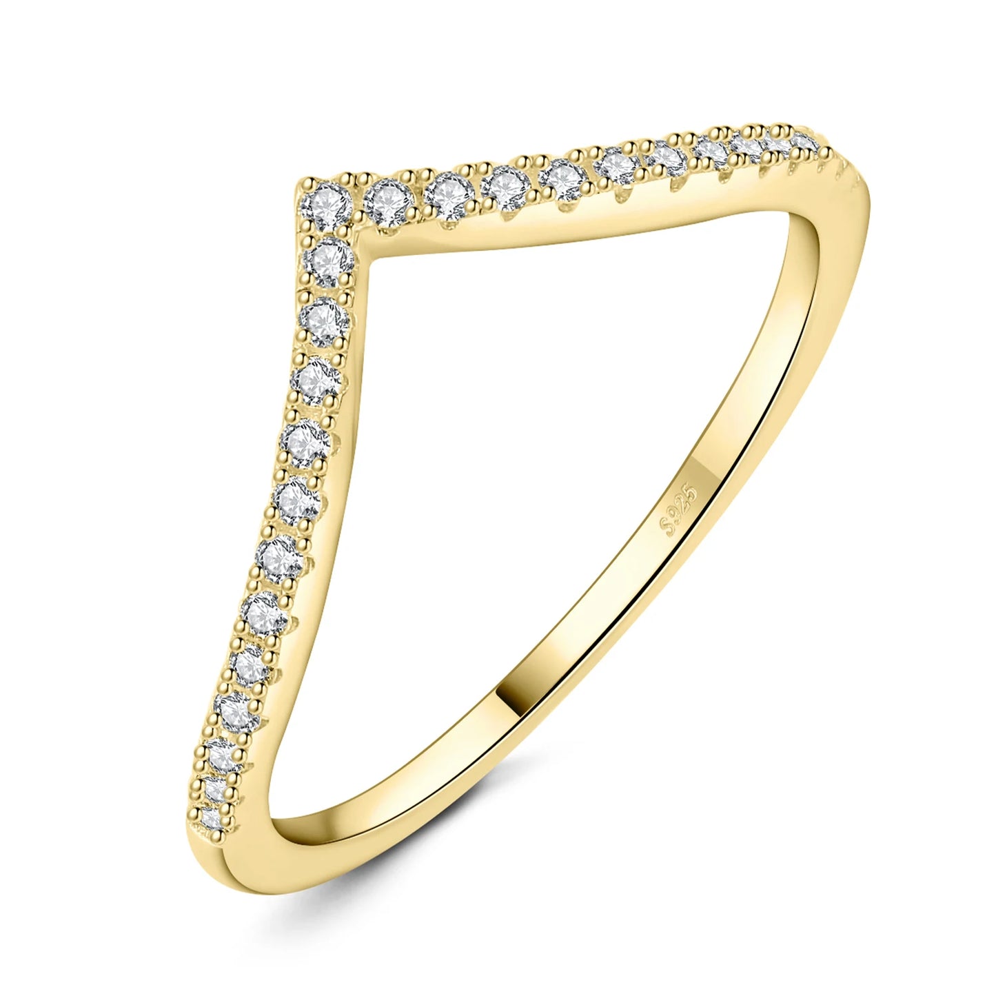 Moissanite D Color Round Cut 925 Sterling Silver V Shape Stackable Wedding Ring by edenista