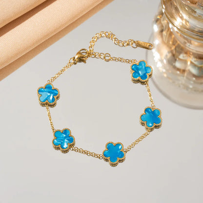 Adjustable Five Flower Stainless Steel Bracelet for Women
