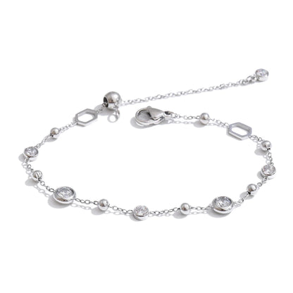 Cubic Zirconia Chain Bracelet Bangle – PVD Gold Plated
