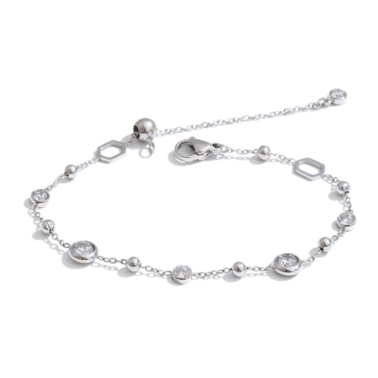 Cubic Zirconia Chain Bracelet Bangle – PVD Gold Plated