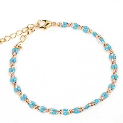 Fashion Stainless Steel Beaded Charm Bracelet – Blue & Red