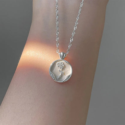 925 Silver Tulip Flower Pendant Necklace