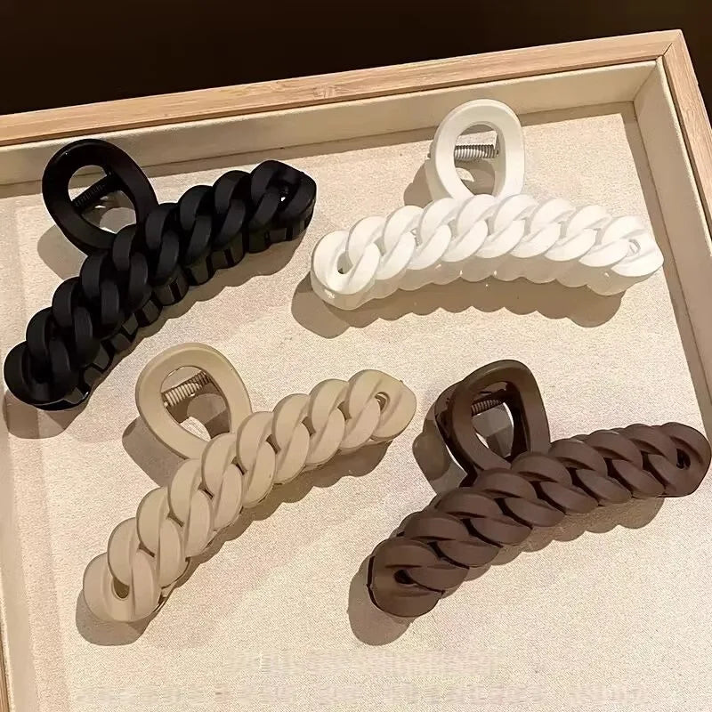 Korean Matte Acrylic Hair Claw Clamp – Geometric Cross Crab Clip Barrettes for Women