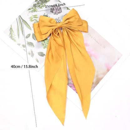 Elegant Satin Bow Ribbon Hair Clip – Solid Spring Clip Hairpin for Women & Girls