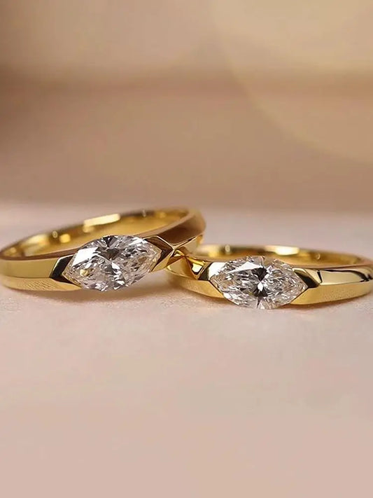Sterling Silver Simplicity Fashion Marquise Zircon Ring For Women by edenista