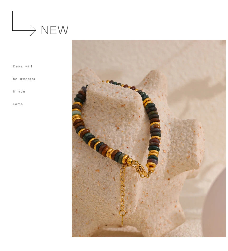 Colourful Natural Stone Beads Handmade Bracelet Bangle