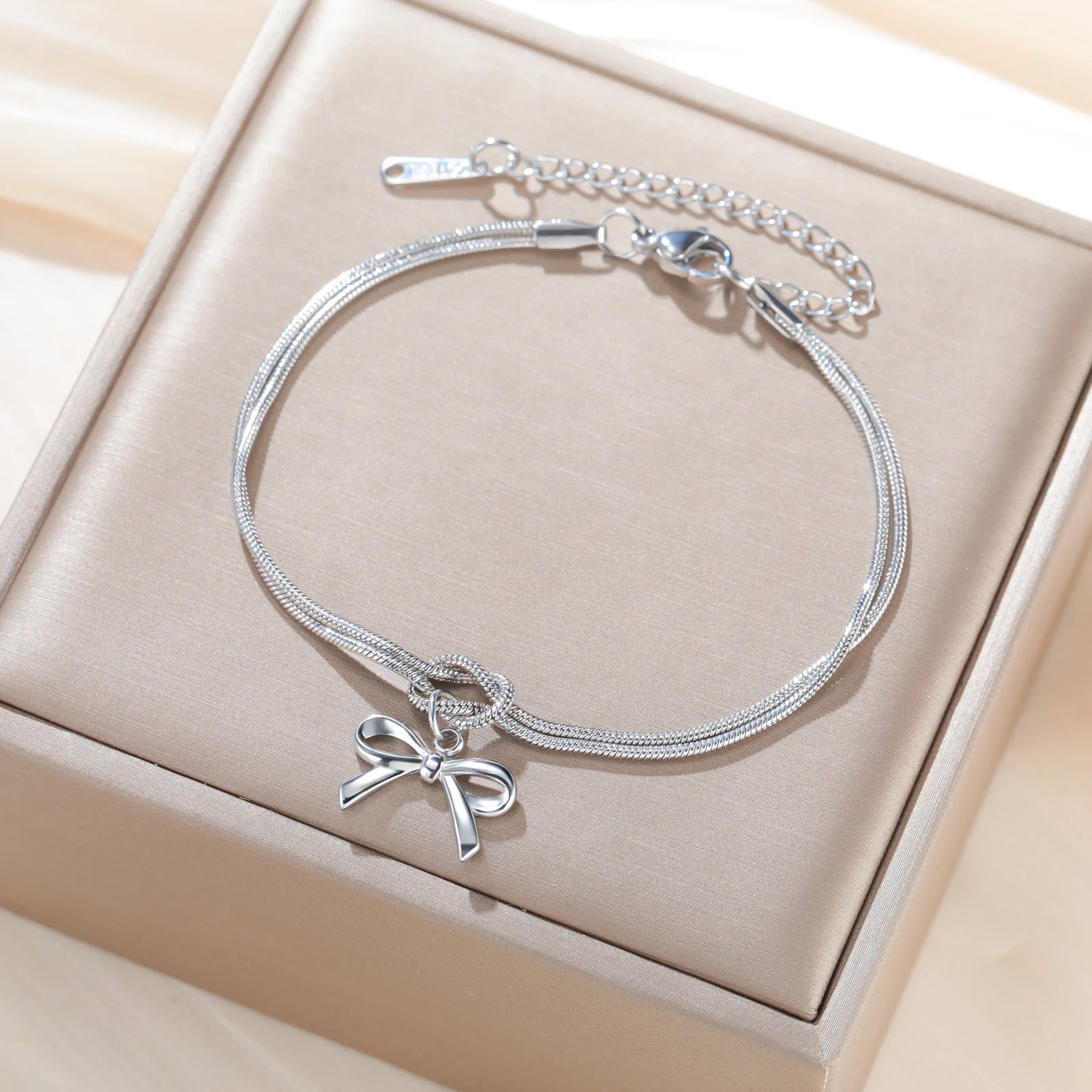 Gold Color Bowknot Love Knot Chain Bracelet Stainless Steel Trendy Bracelets by edenista
