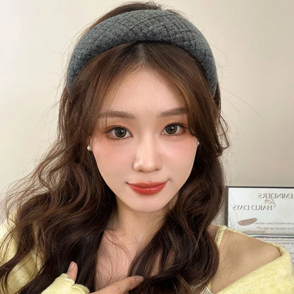 Korean Fashion Winter Hairband – Solid Scrunchie Head Hoop for Women & Girls