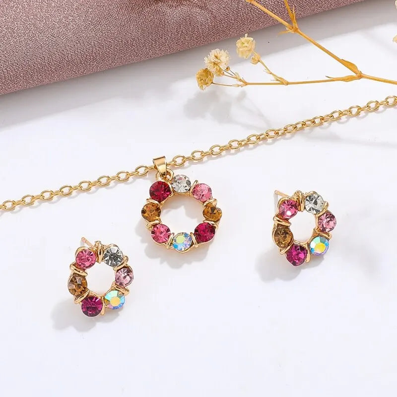 3pcs Gold Necklace Earrings Set Ladies Celebrity Simple Fashion Style by edenista