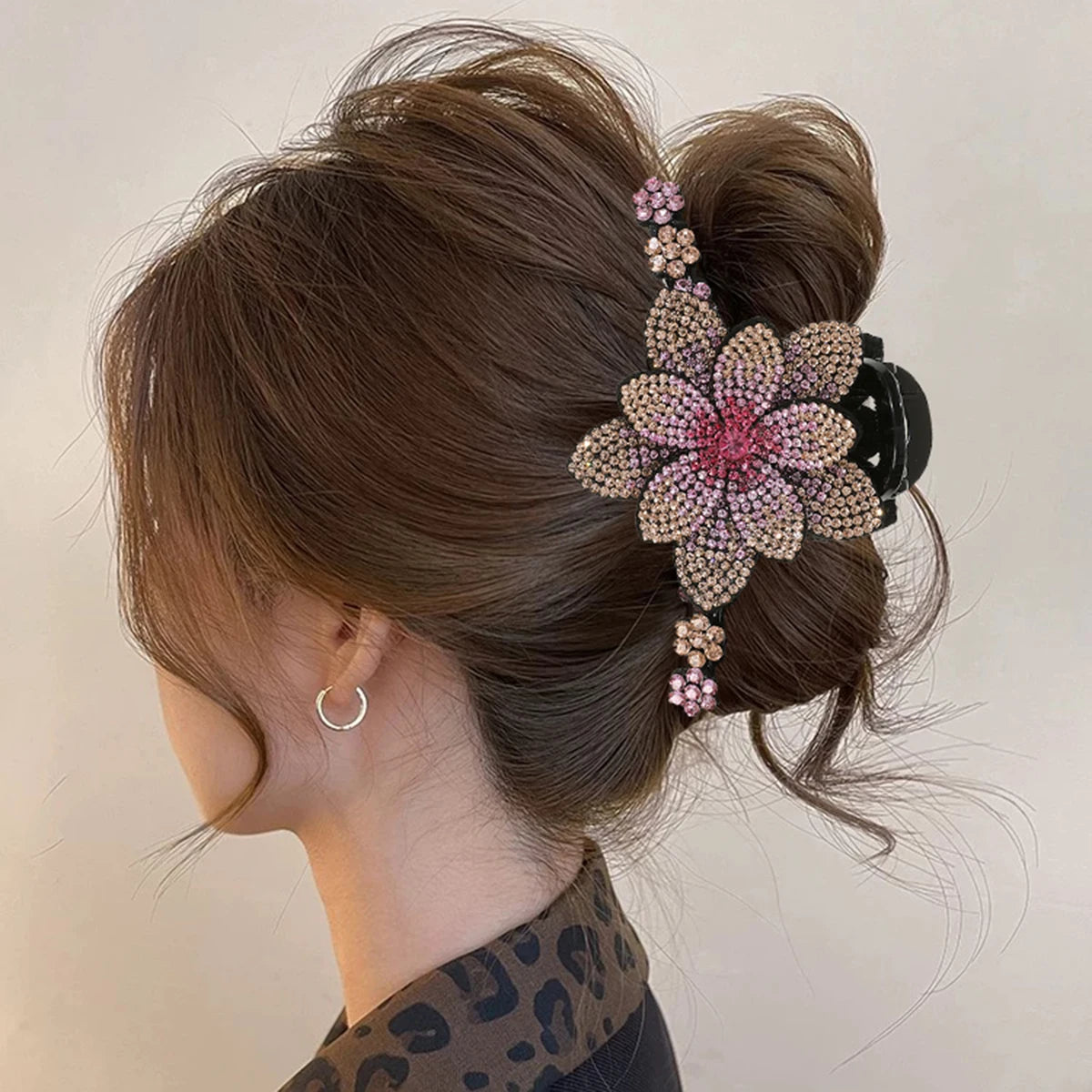 Flower Rhinestone Hair Claw Clips – Fashion Hairgrip Barrettes for Women & Girls