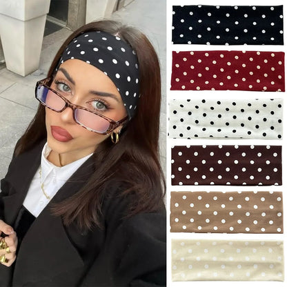 Polka Dot Elastic Sports Headband – Sweat-Absorbent Yoga & Fitness Hairband for Women