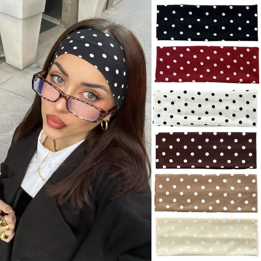 Polka Dot Elastic Sports Headband – Sweat-Absorbent Yoga & Fitness Hairband for Women