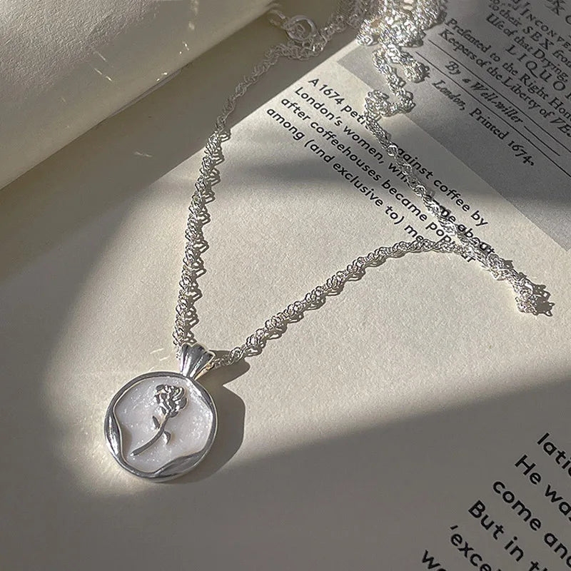 925 Silver Tulip Flower Pendant Necklace